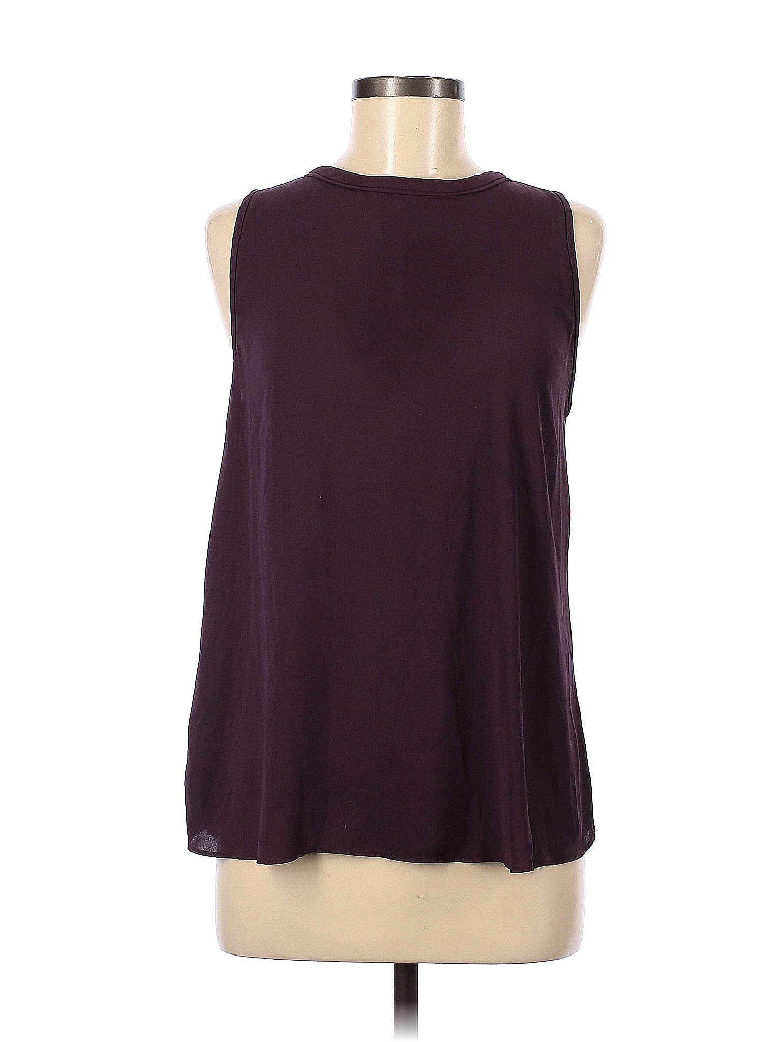 Ann Taylor LOFT 100% Polyester Solid Purple Burgundy Sleeveless Blouse ...