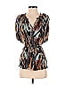 One September 100% Rayon Brown Short Sleeve Top Size P (petite) - photo 1