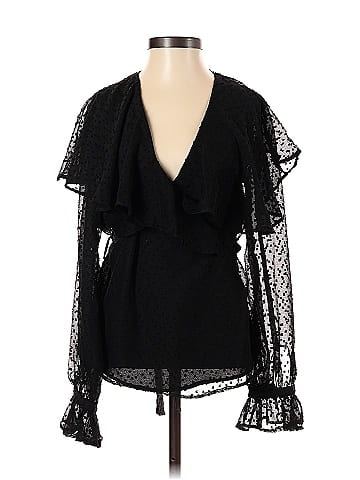 Topshop lace long sleeve top in black