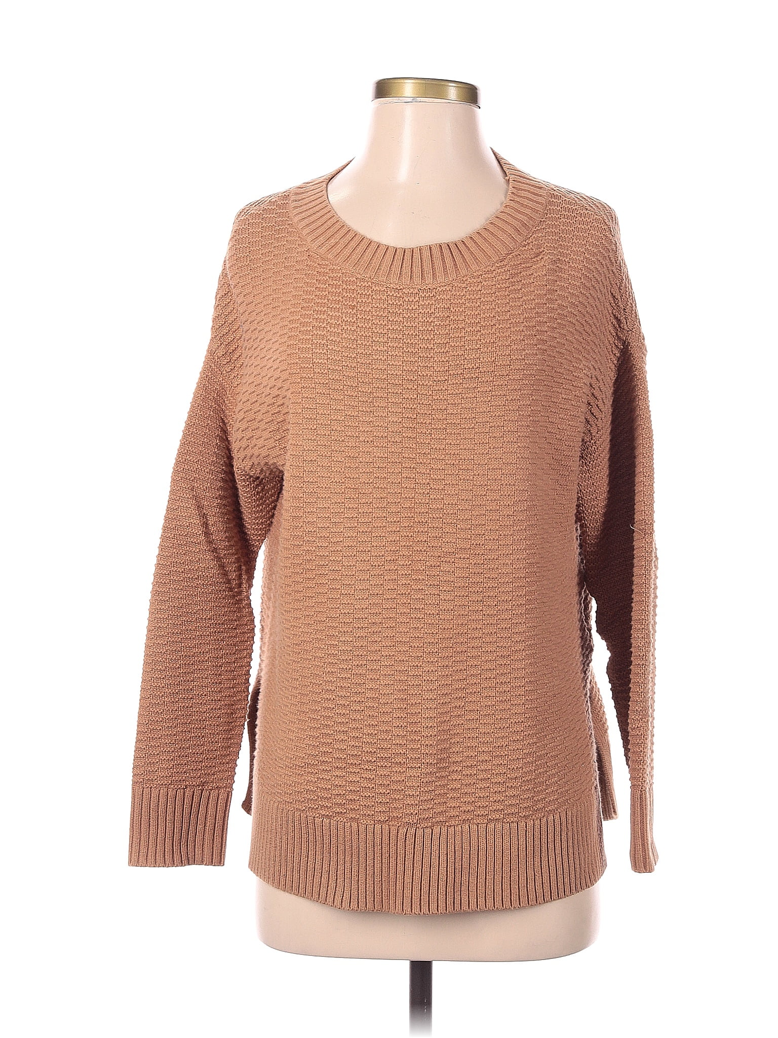 J.Jill 100% Cotton Color Block Solid Tan Pullover Sweater Size S
