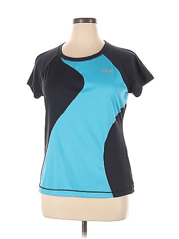 Fila Sport 100% Polyester Color Block Blue Active T-Shirt Size XL