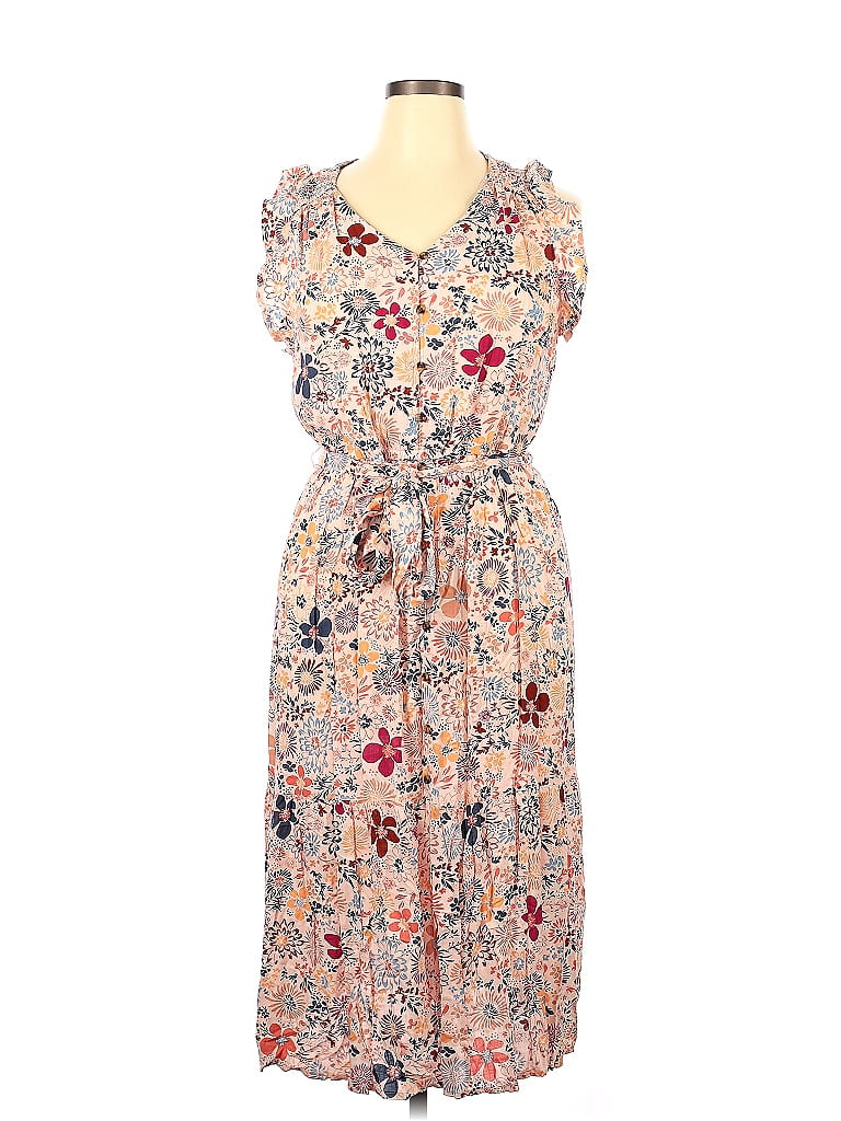 Unbranded 100% Rayon Floral Multi Color Tan Casual Dress Size XL - 43% ...