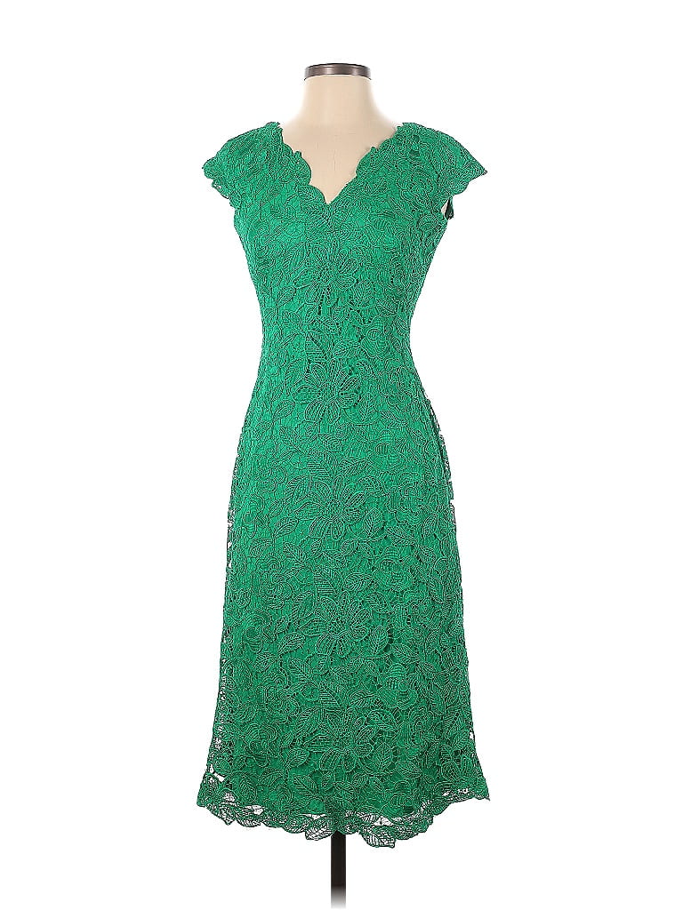Tadashi Shoji 100% Polyester Solid Green Casual Dress Size 2 - 72% off ...