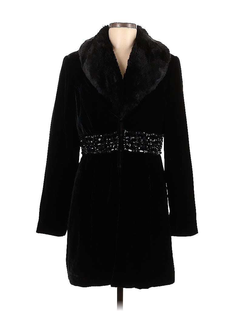 White House Black Market Solid Black Coat Size Med (Estimated) 77