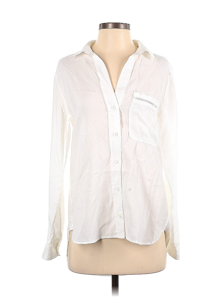 Bella Dahl 100% Lyocell Solid White Ivory Long Sleeve Button-Down Shirt ...