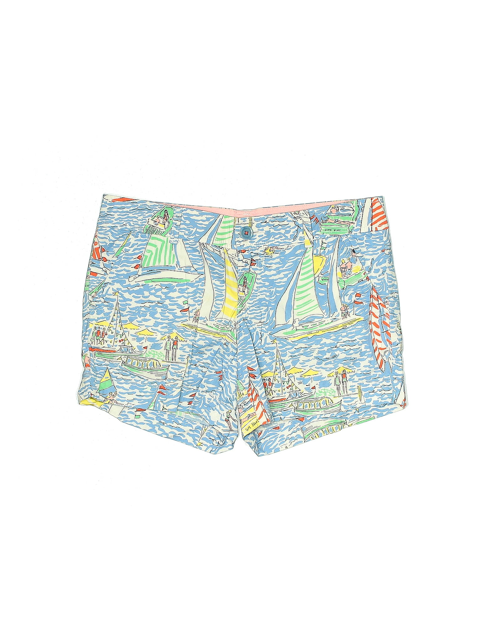 Lilly Pulitzer 100 Cotton Multi Color Blue Khaki Shorts Size 6 70