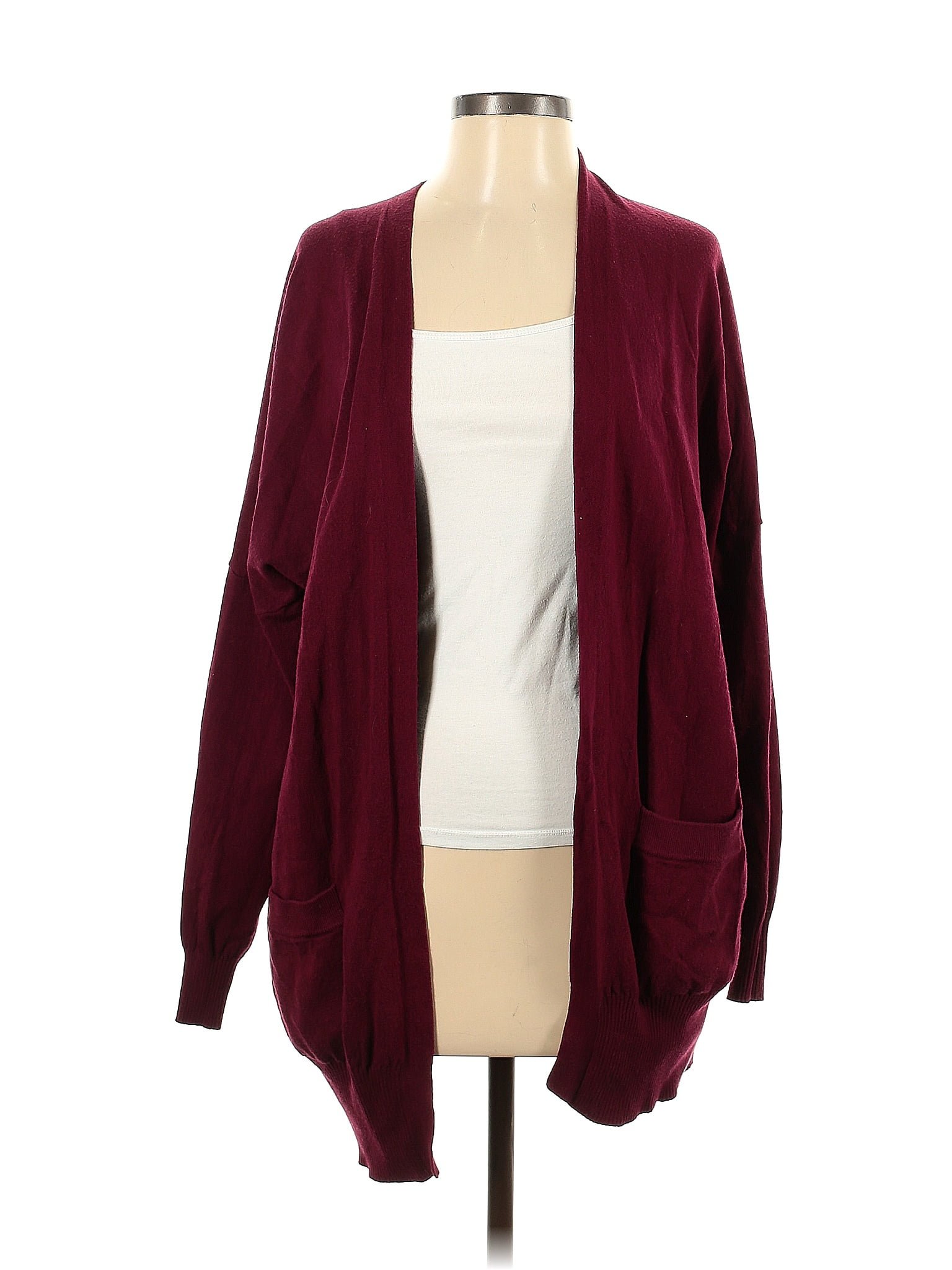 Kiki Larue Color Block Solid Burgundy Cardigan Size S - 65% Off 