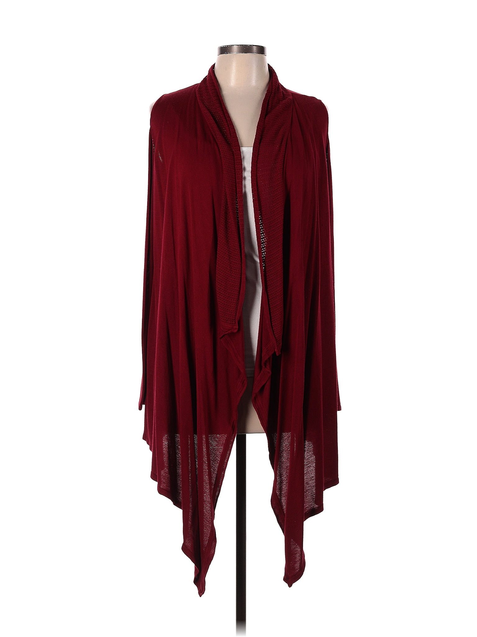 Kate And Mallory Designs 100 Rayon Solid Maroon Burgundy Cardigan Size L