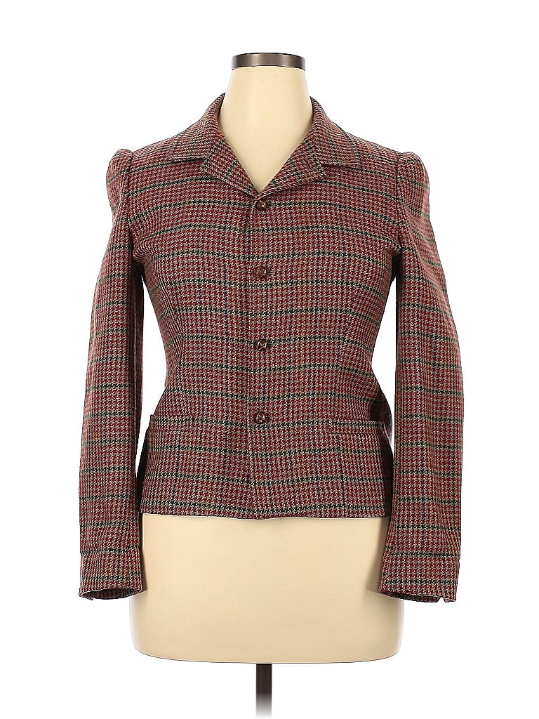 80's Brown Plaid Cropped Wool Blazer by J.G. Hook main image 0