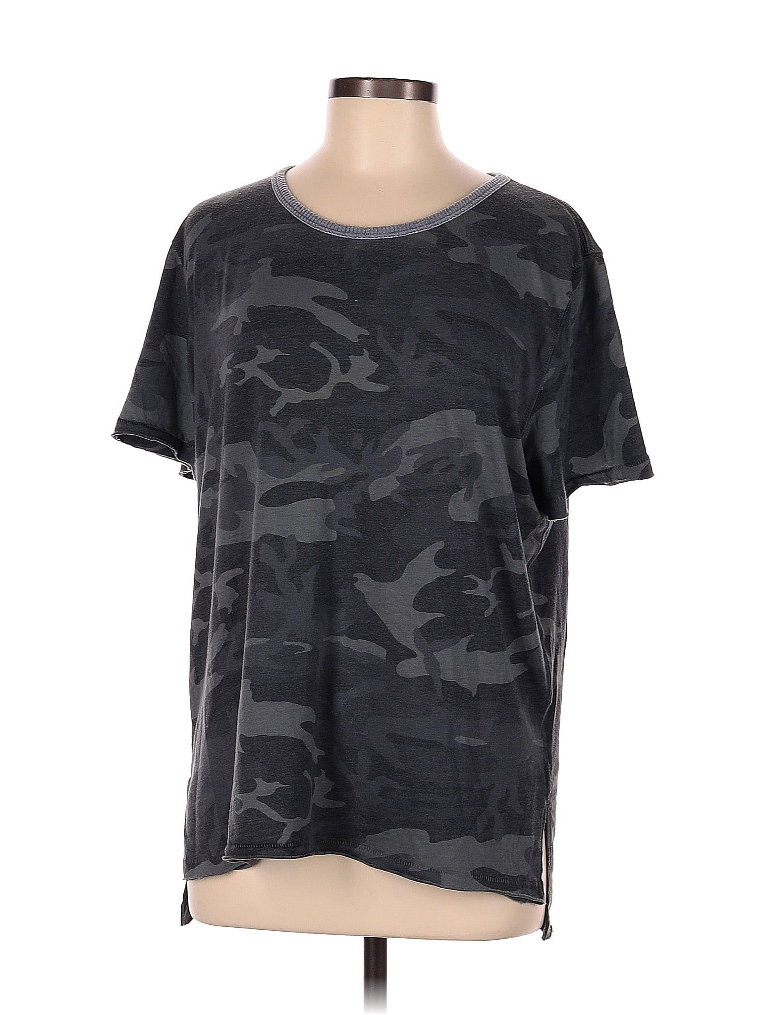 We the Free Camo Color Block Gray Short Sleeve T-Shirt Size M - 59