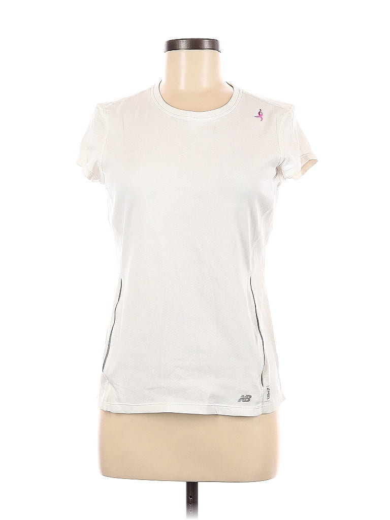 New Balance 100% Polyester Ivory Active T-Shirt Size M - photo 1