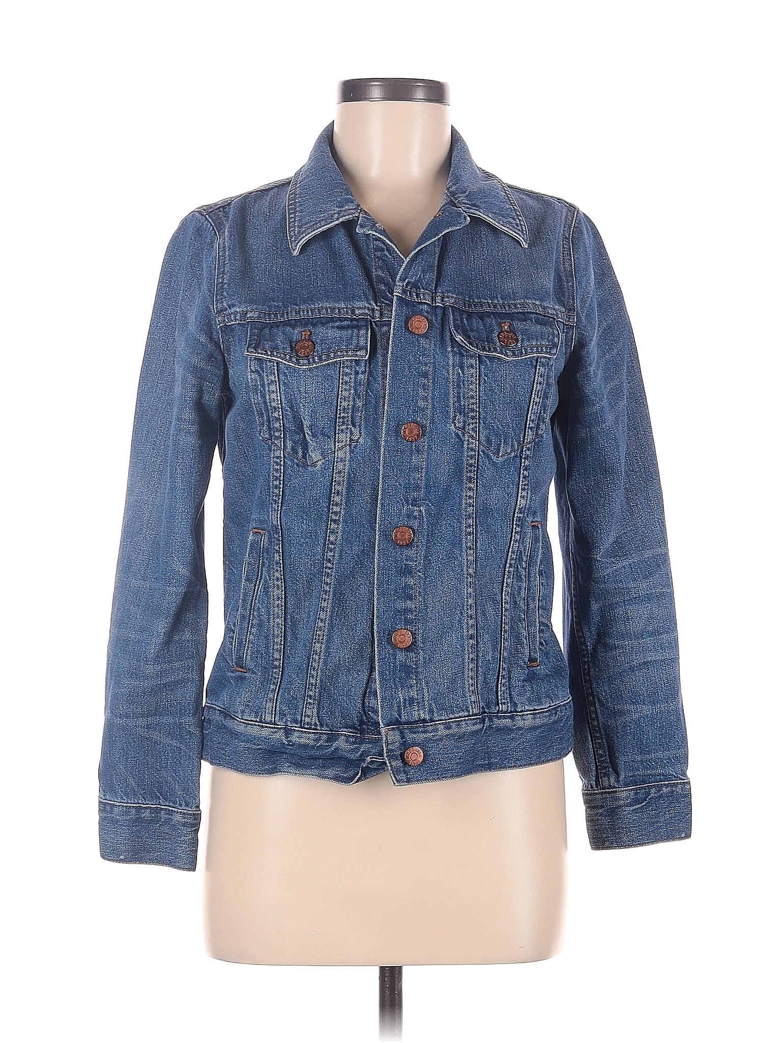 Madewell 100 Cotton Solid Blue Denim Jacket Size M 62 Off Thredup