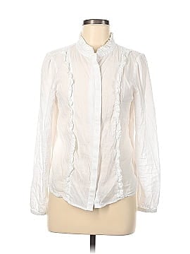 Ecru Long Sleeve Button-Down Shirt (view 1)