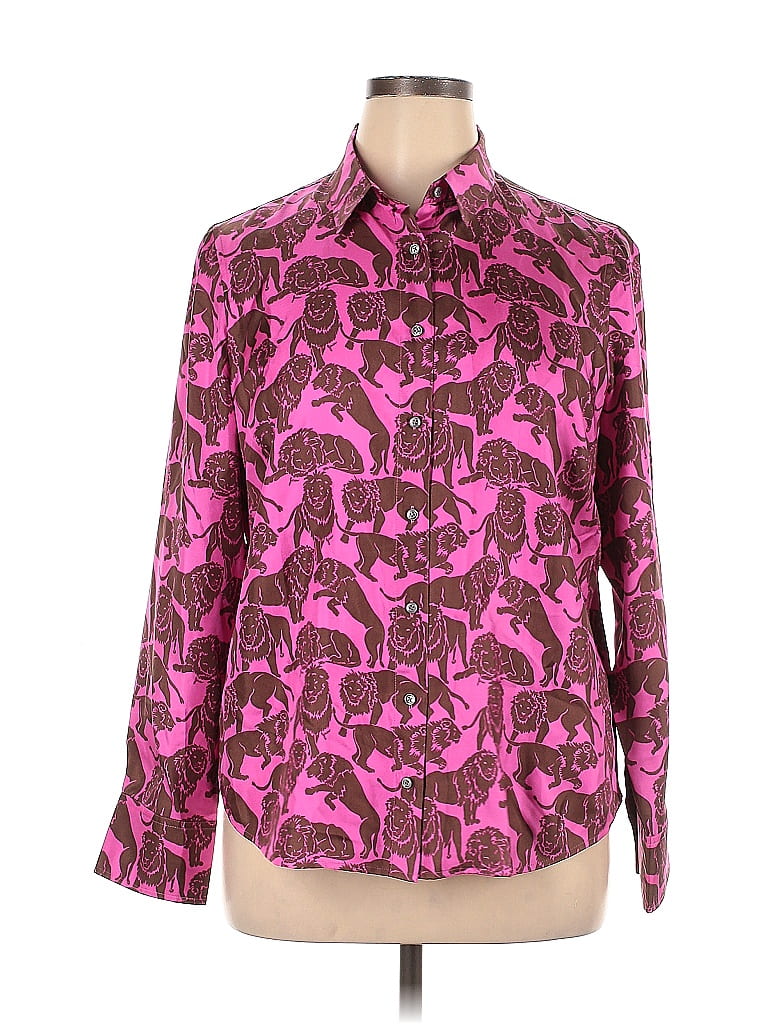 J.Crew Collection 100% Silk Paisley Pink Long Sleeve Blouse Size 16 ...