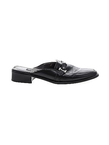 Etienne Aigner 100 Leather Solid Black Mule Clog Size 8 80 off