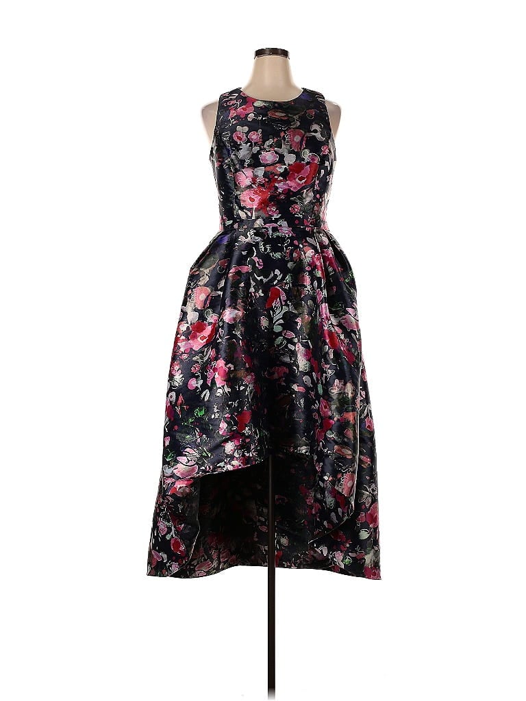 ML Monique Lhuillier 100% Polyester Floral Multi Color Black Floral ...