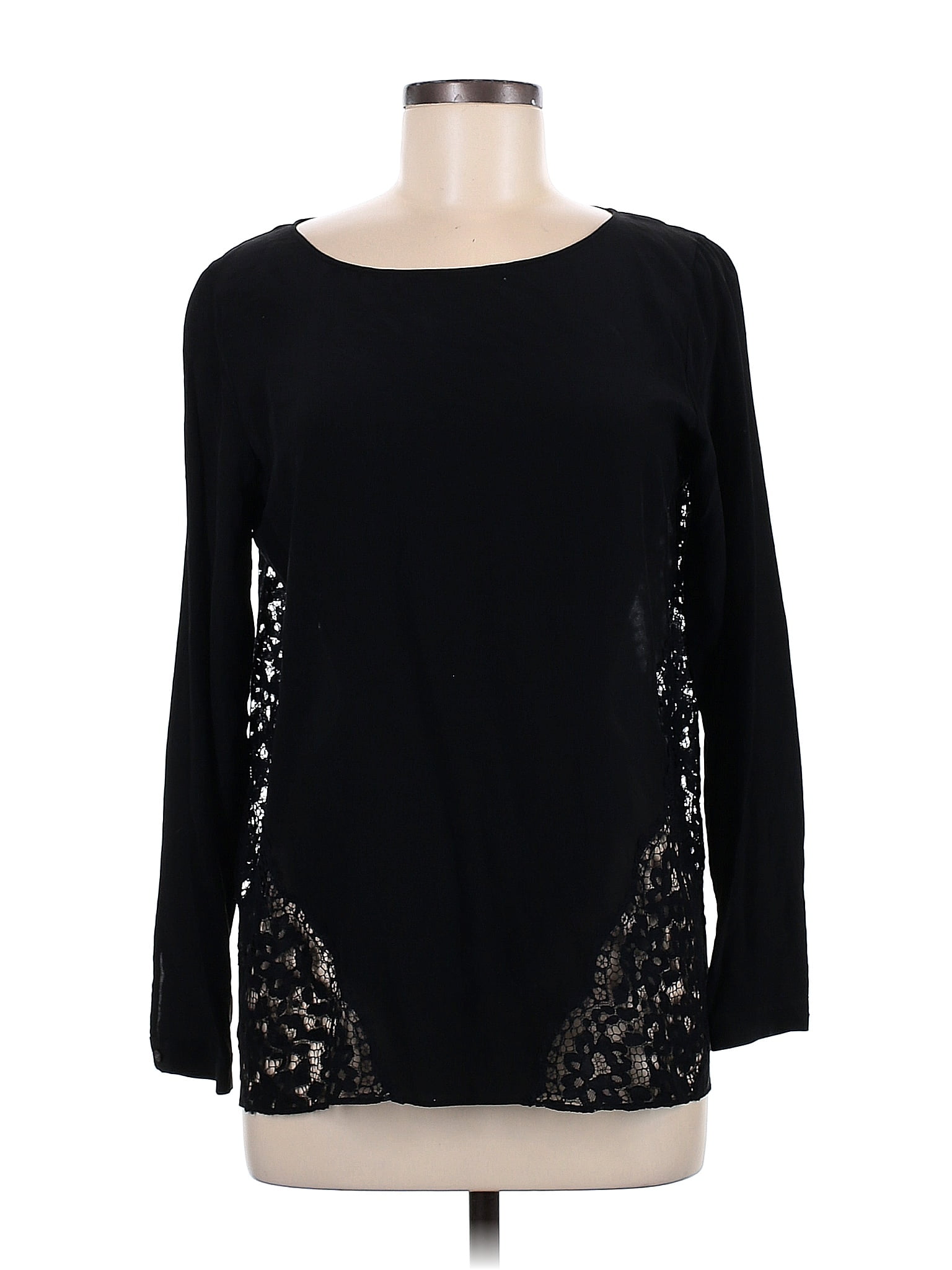 Club Monaco 100% Silk Black Long Sleeve Blouse Size M - 80% off | thredUP