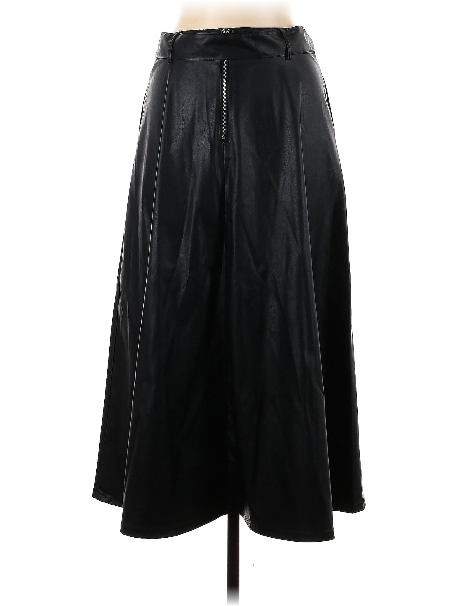 Black Faux Leather Skirt Classic Style Maxi Skirt Women PU Vegan Flared  Skirt Circle Skirt Designer Woman's Skirt Plus Size 0719 