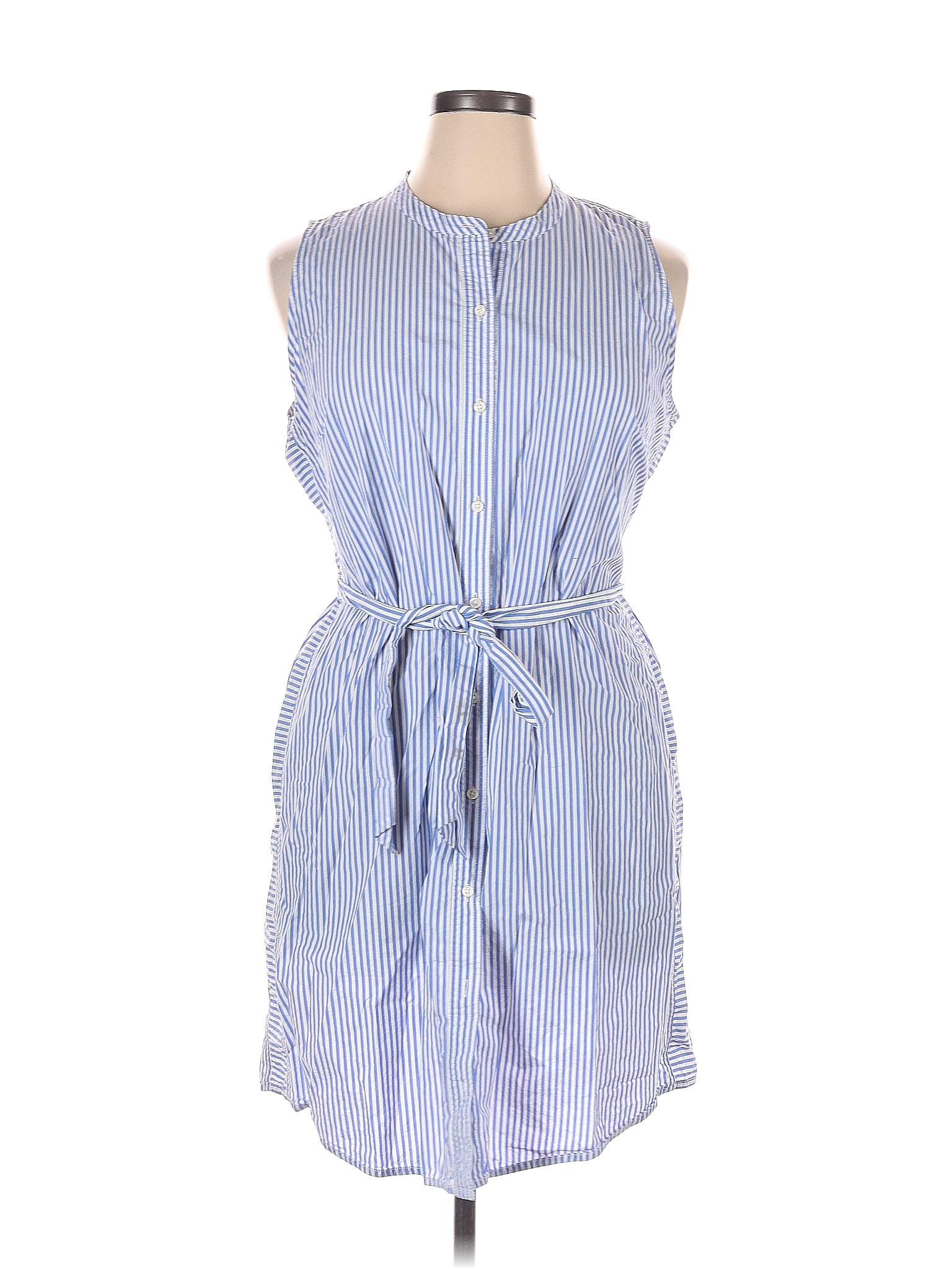 J Crew 100 Cotton Stripes Blue Casual Dress Size Xl 71 Off Thredup