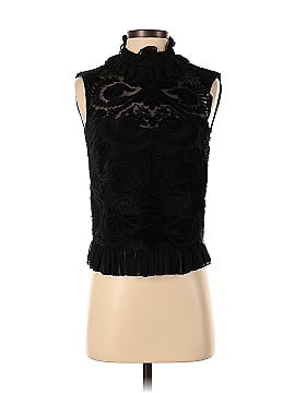 ML Monique Lhuillier Black Mesh Trim Blouse (view 1)