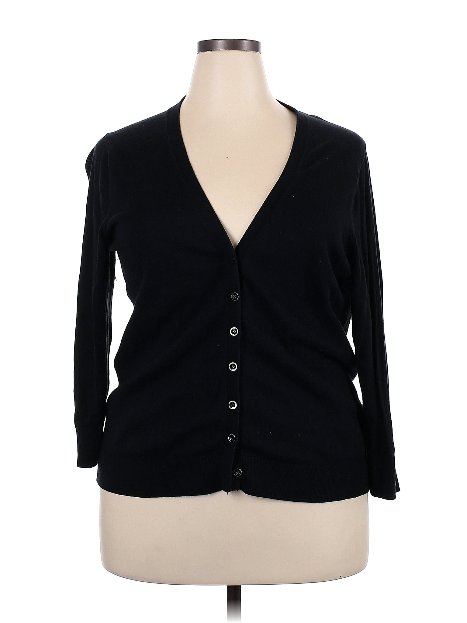 Faded Glory 100% Rayon Color Block Solid Black Cardigan Size XXL - 53% ...