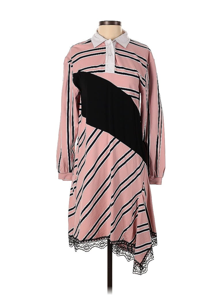 Koché Stripes Graphic Pink Long Sleeve Polo Dress Size 34 (FR) - photo 1