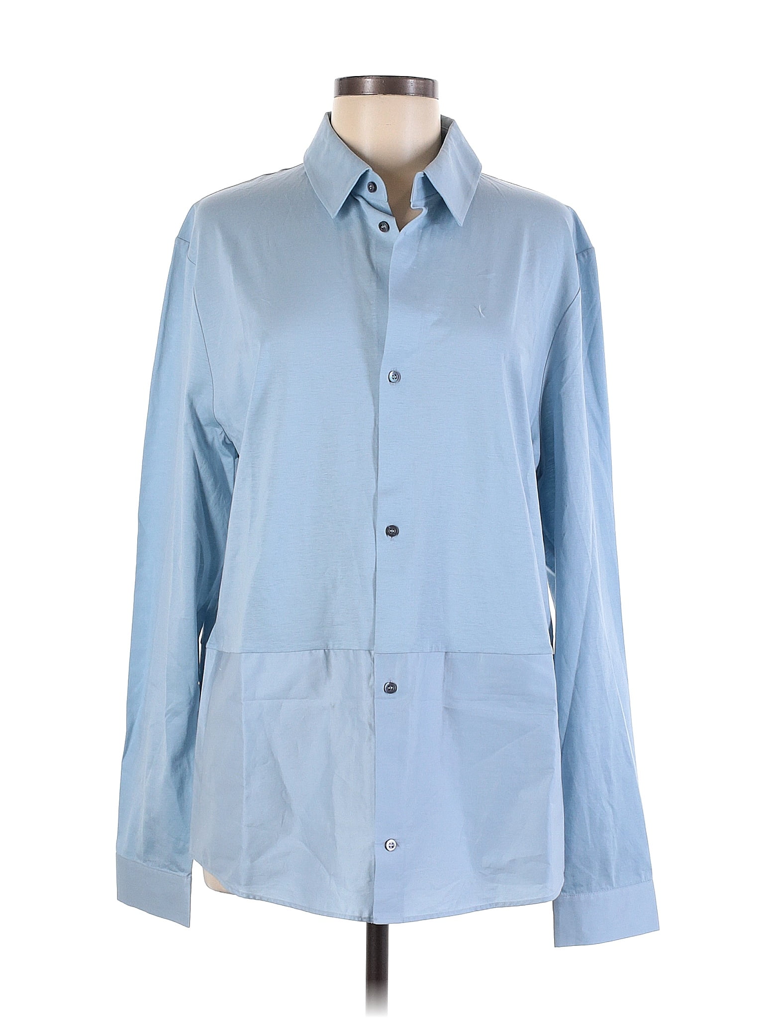 Cos Solid Blue Long Sleeve Button Down Shirt Size M 68 Off Thredup