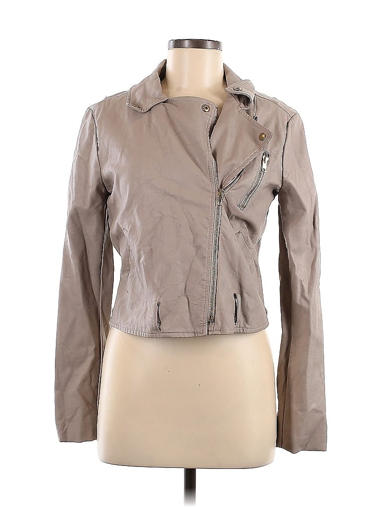 GB 100% Polyurethane Tan Faux Leather Jacket Size M - photo 1