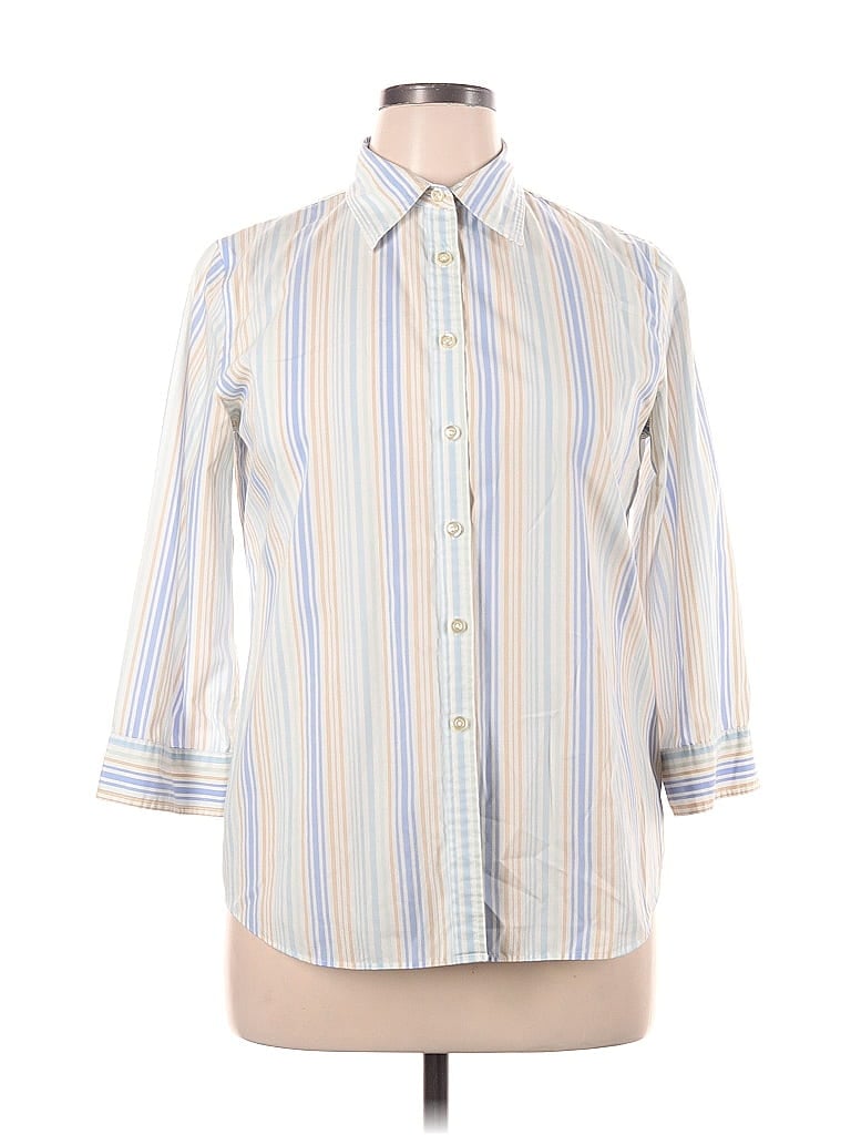 Click to view more detailed imagery on our partner's website Pre-owned Charter Club 3/4 Sleeve Button Down Shirt In White