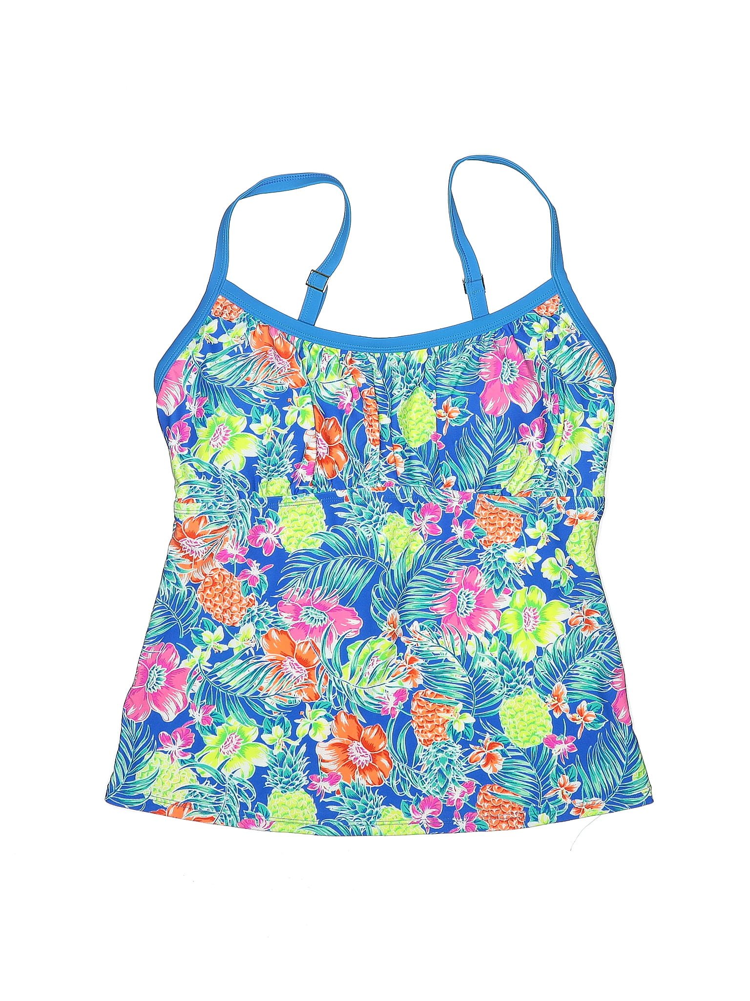 Into the Bleu by Amerex Floral Multi Color Blue Swimsuit Top Size 12 ...