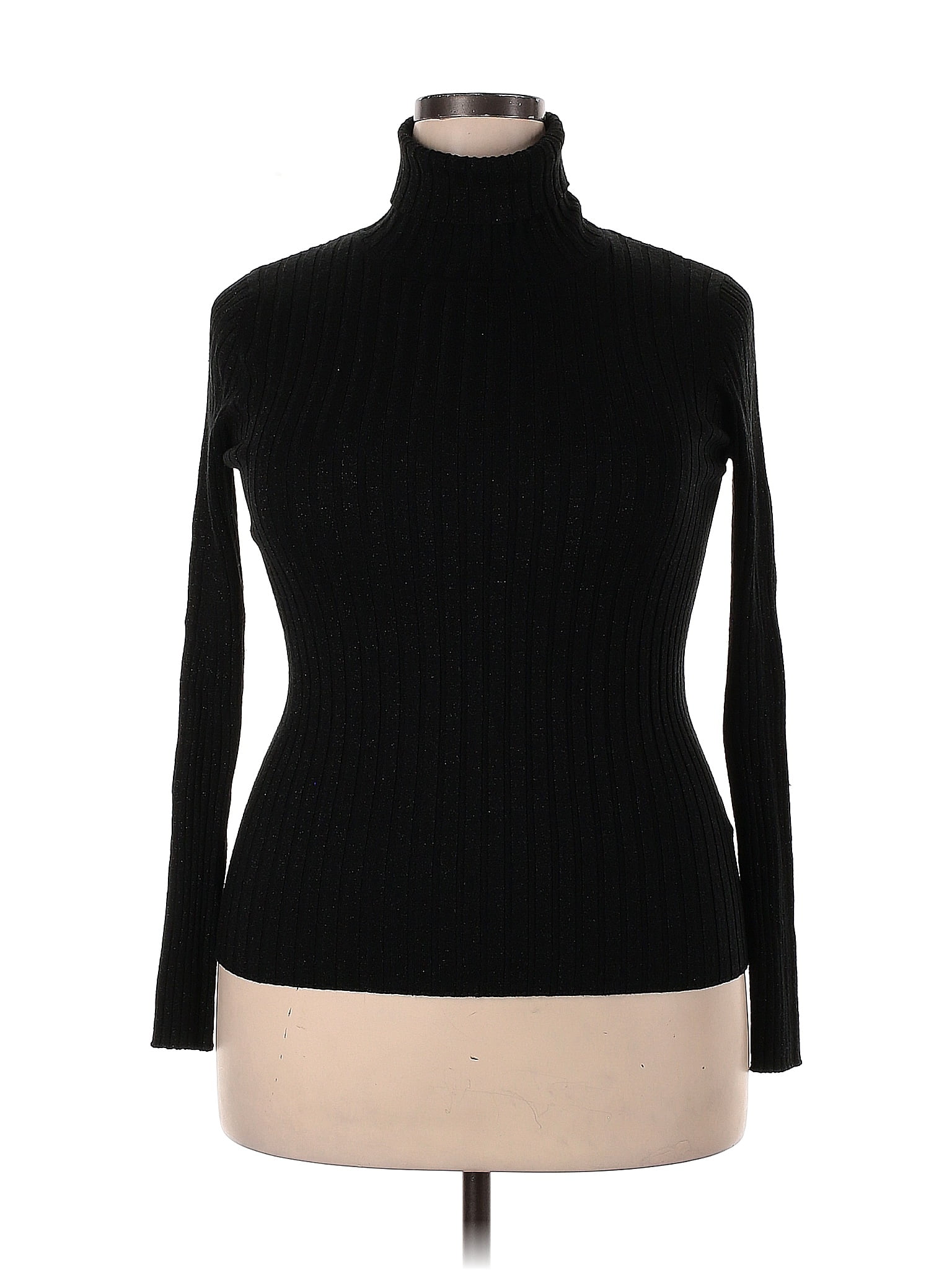 George Color Block Solid Black Turtleneck Sweater Size XXL - 56% off ...