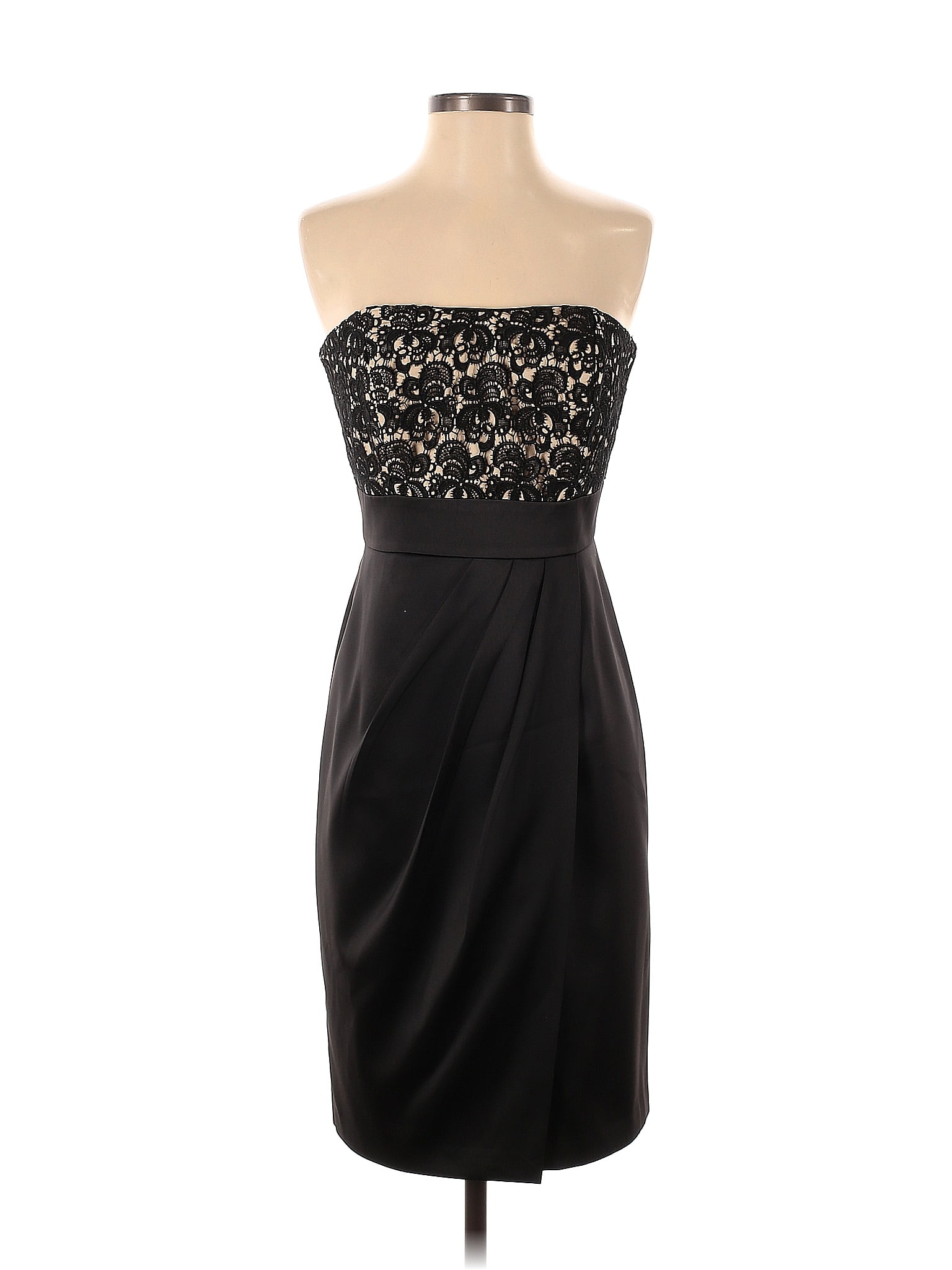 White House Black Market 100 Polyester Solid Black Cocktail Dress Size