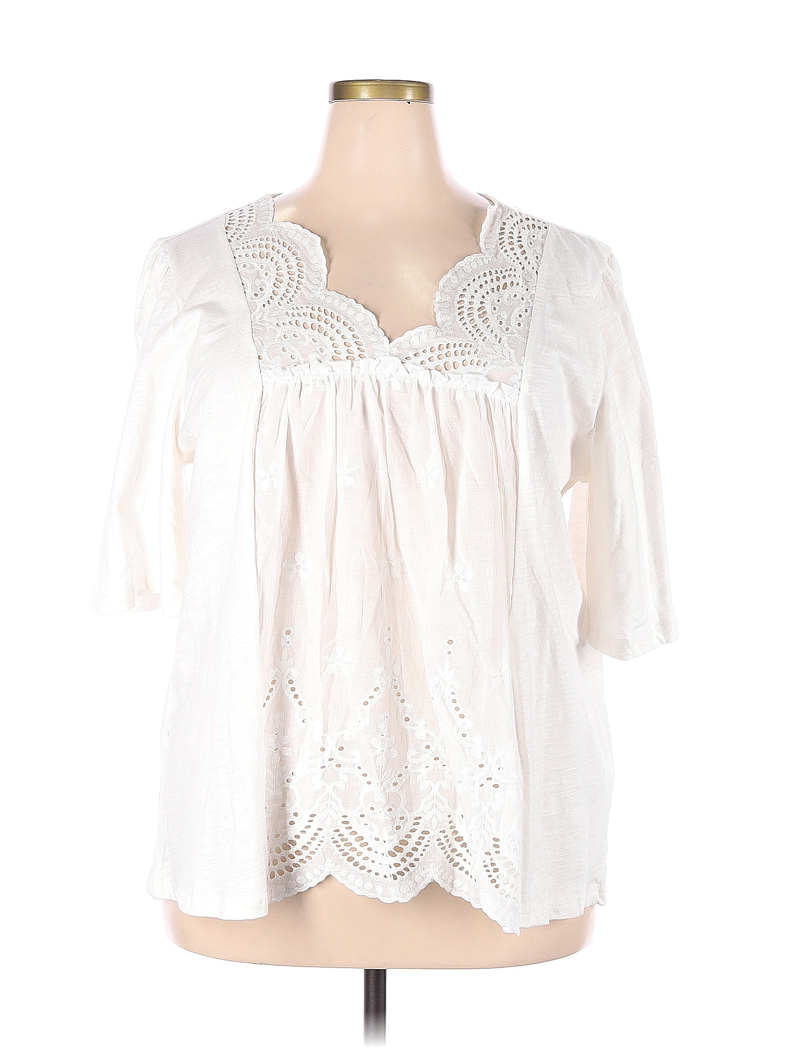White High-Low Chevron Blouse