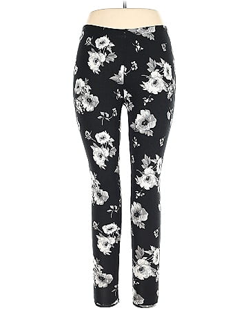Eye Candy Floral Black Active Pants Size 1X (Plus) - 42% off