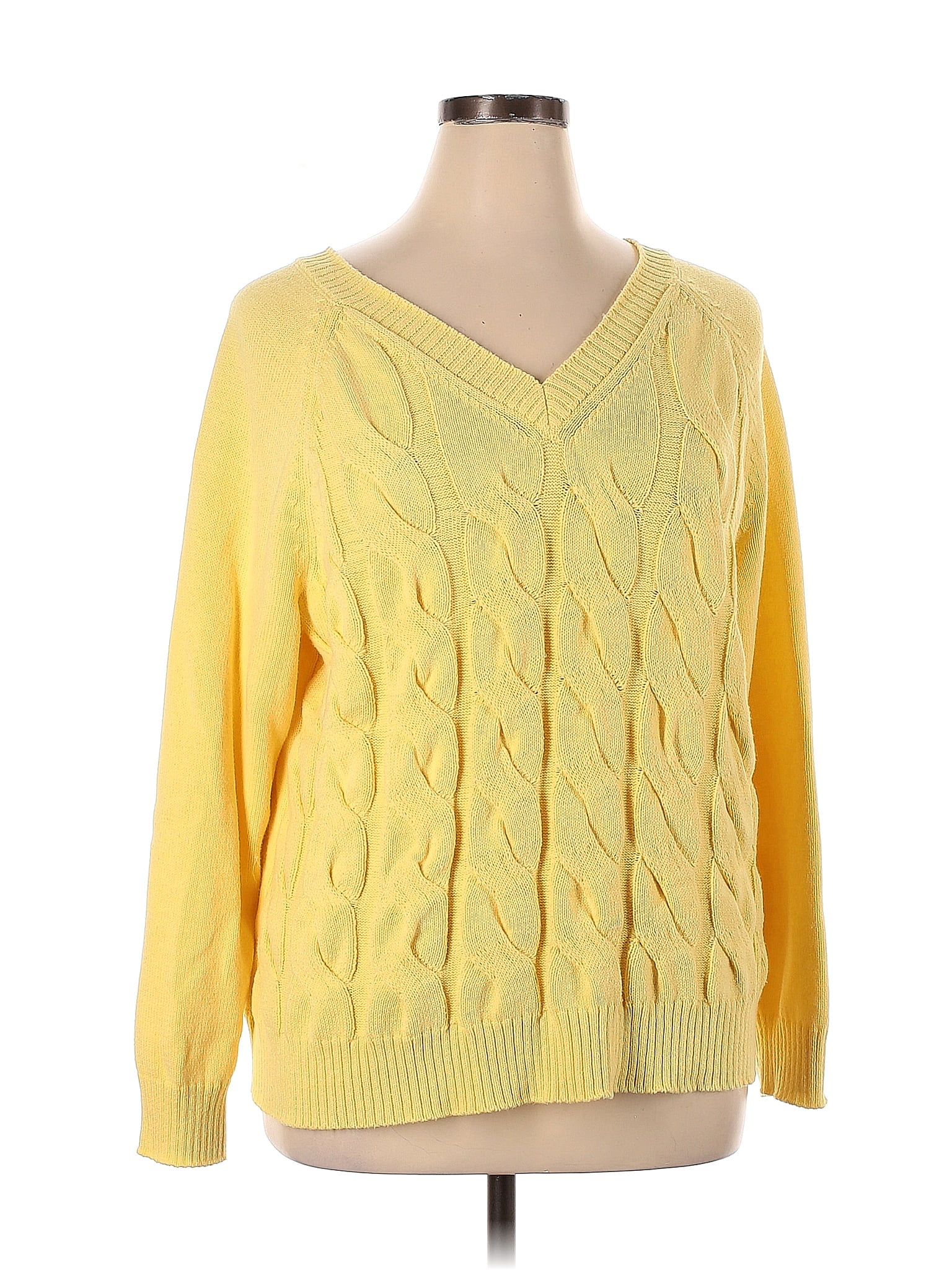 Candace Cameron Bure Color Block Solid Yellow Pullover Sweater Size 1X ...