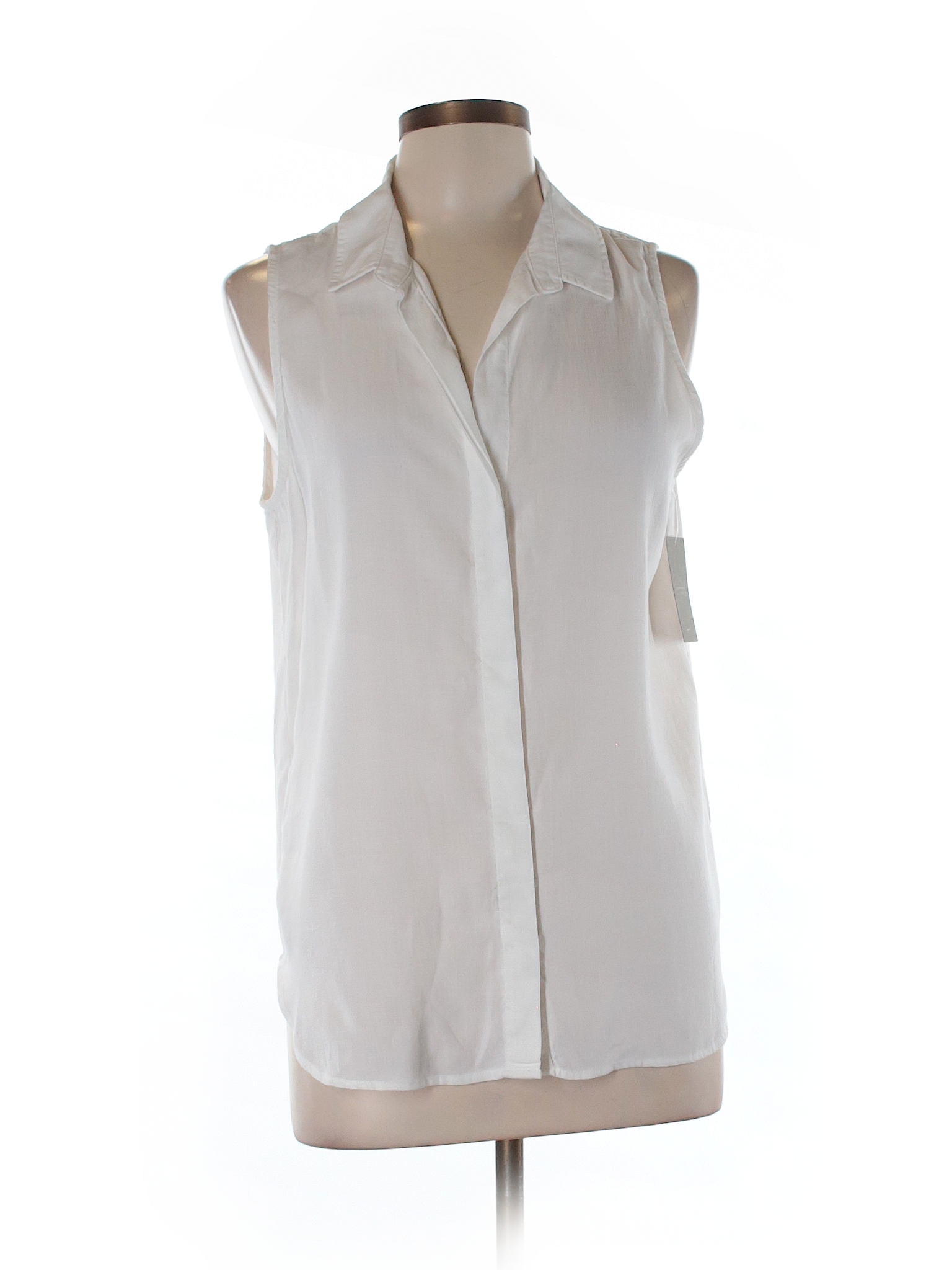 Cloth & Stone 100% Tencel Lyocell Solid White Sleeveless Button-Down ...