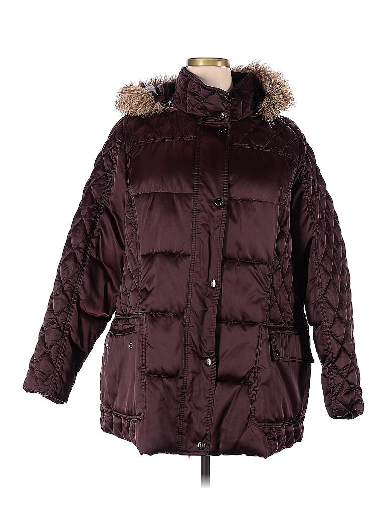 Lane Bryant 100% Polyester Solid Brown Burgundy Snow Jacket Size 26 ...