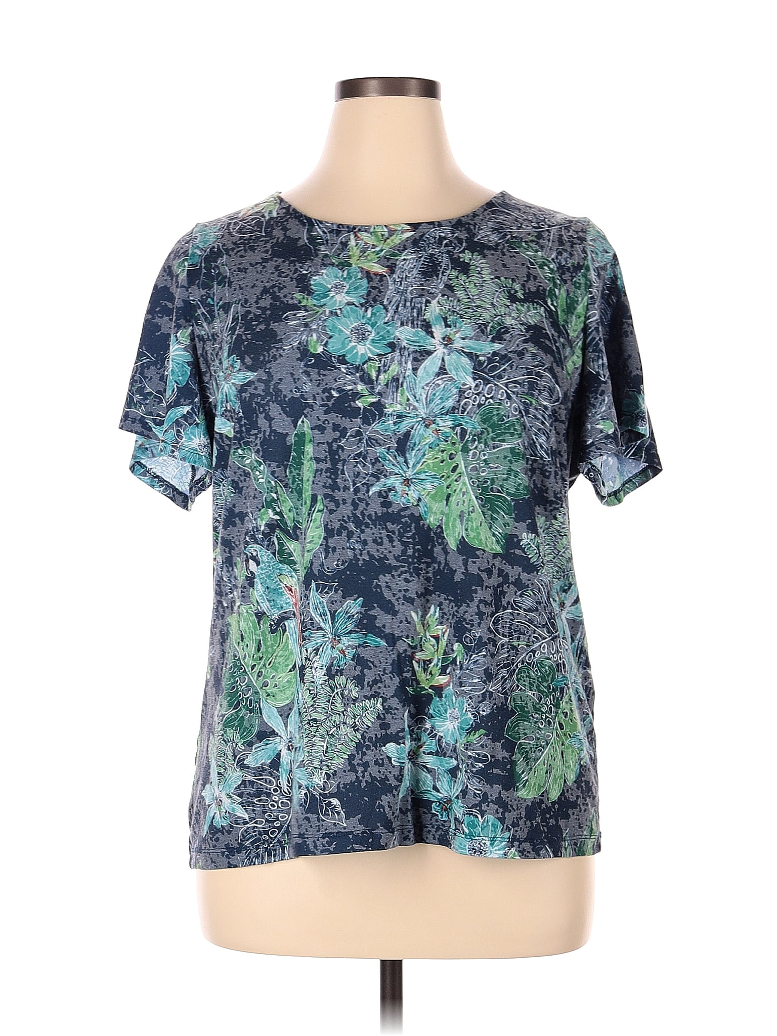 Christopher Banks Shirt Woman's Lg 3/4 Sleeve Multicolor Cotton