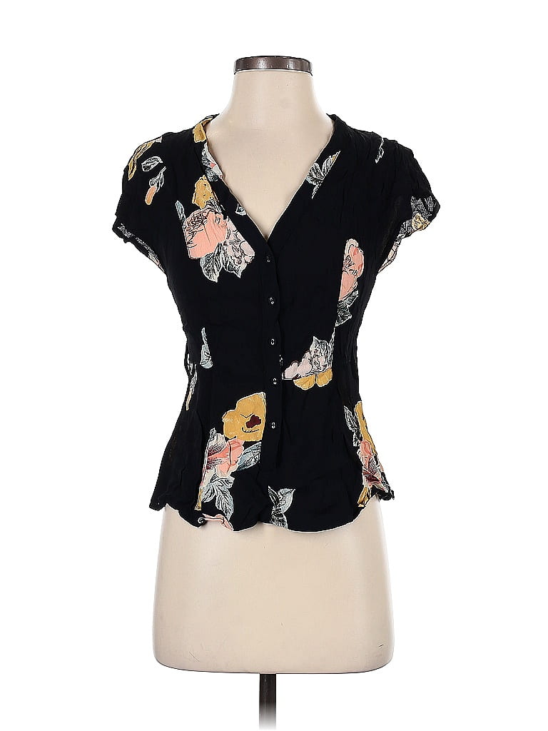 Staring At Stars Floral Black Short Sleeve Blouse Size 0 55 Off