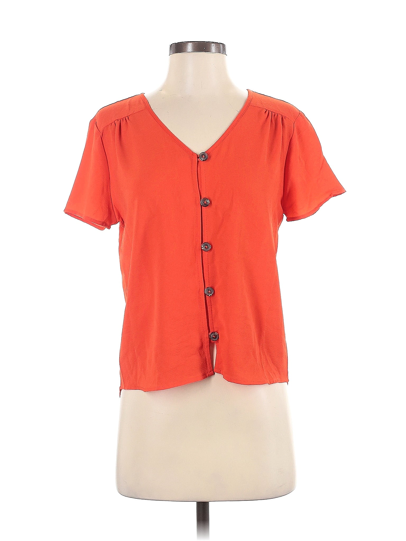 Pink Rose Orange Short Sleeve Blouse Size S 51 Off Thredup