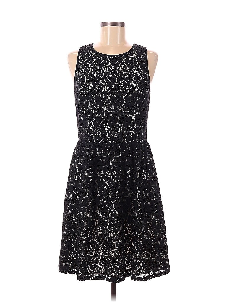 Karen Kane Jacquard Marled Damask Grid Tweed Brocade Black Casual Dress Size M - photo 1