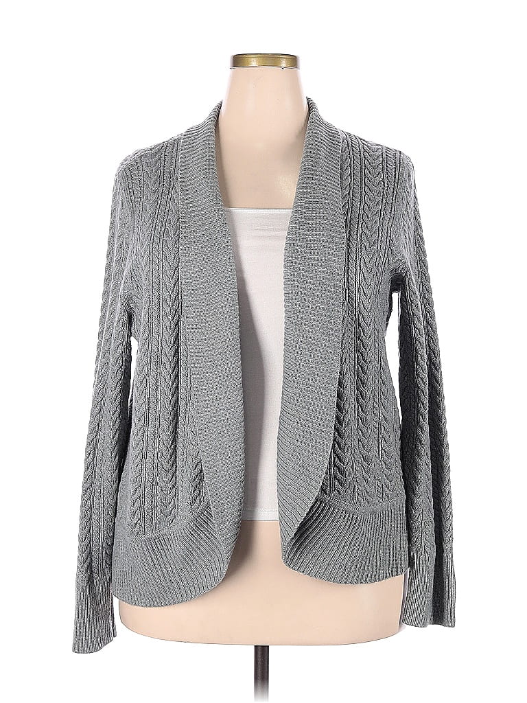 Talbots Color Block Solid Gray Cardigan Size 2x Plus 72 Off Thredup