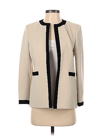 Kasper 100% Polyester Color Block Solid Ivory Blazer Size 2