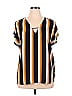 Cure 100% Polyester Stripes Yellow Short Sleeve Blouse Size XL - photo 1