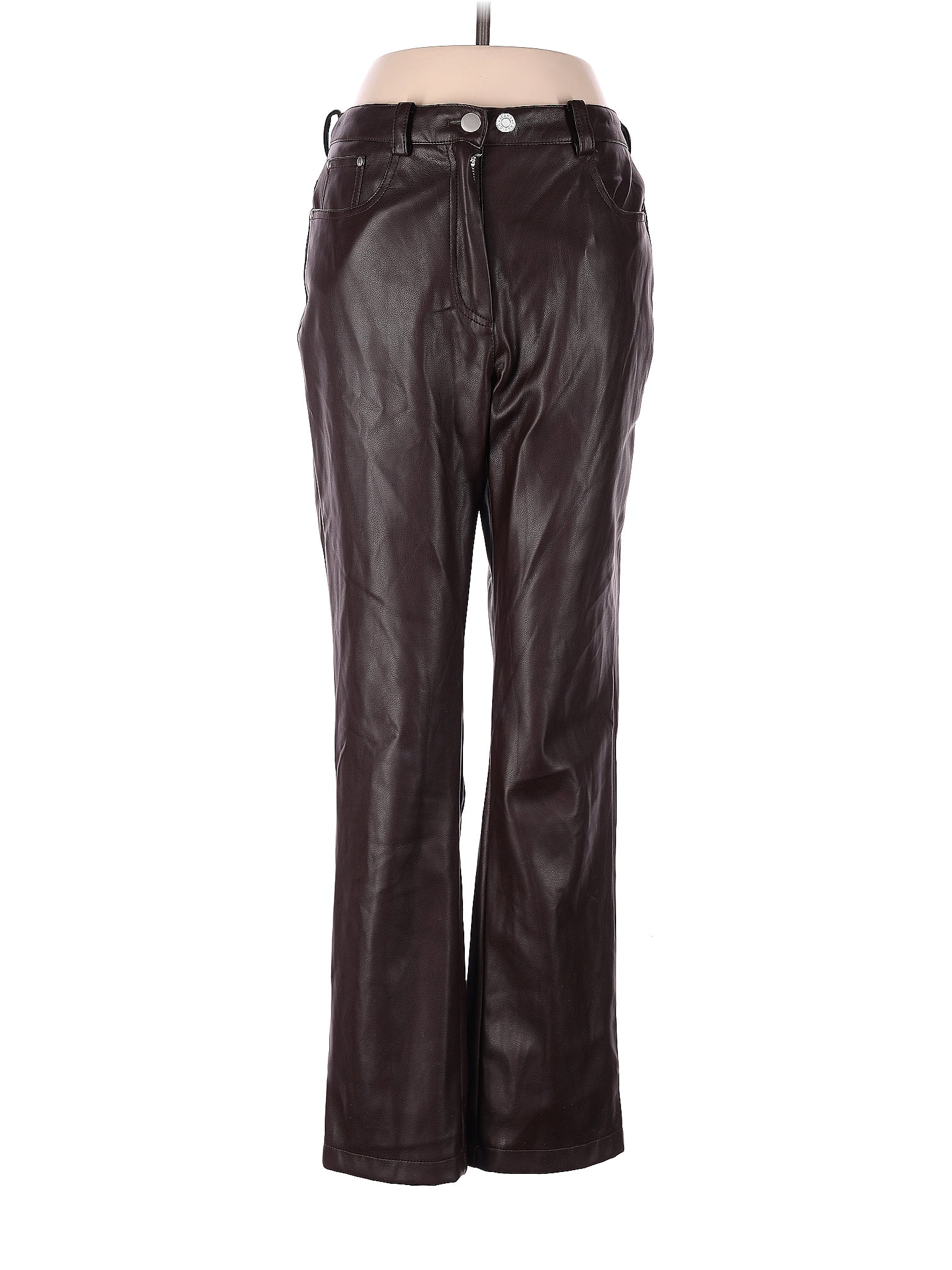 Avec Les Filles 100% Polyurethane Solid Brown Faux Leather Pants Size S ...