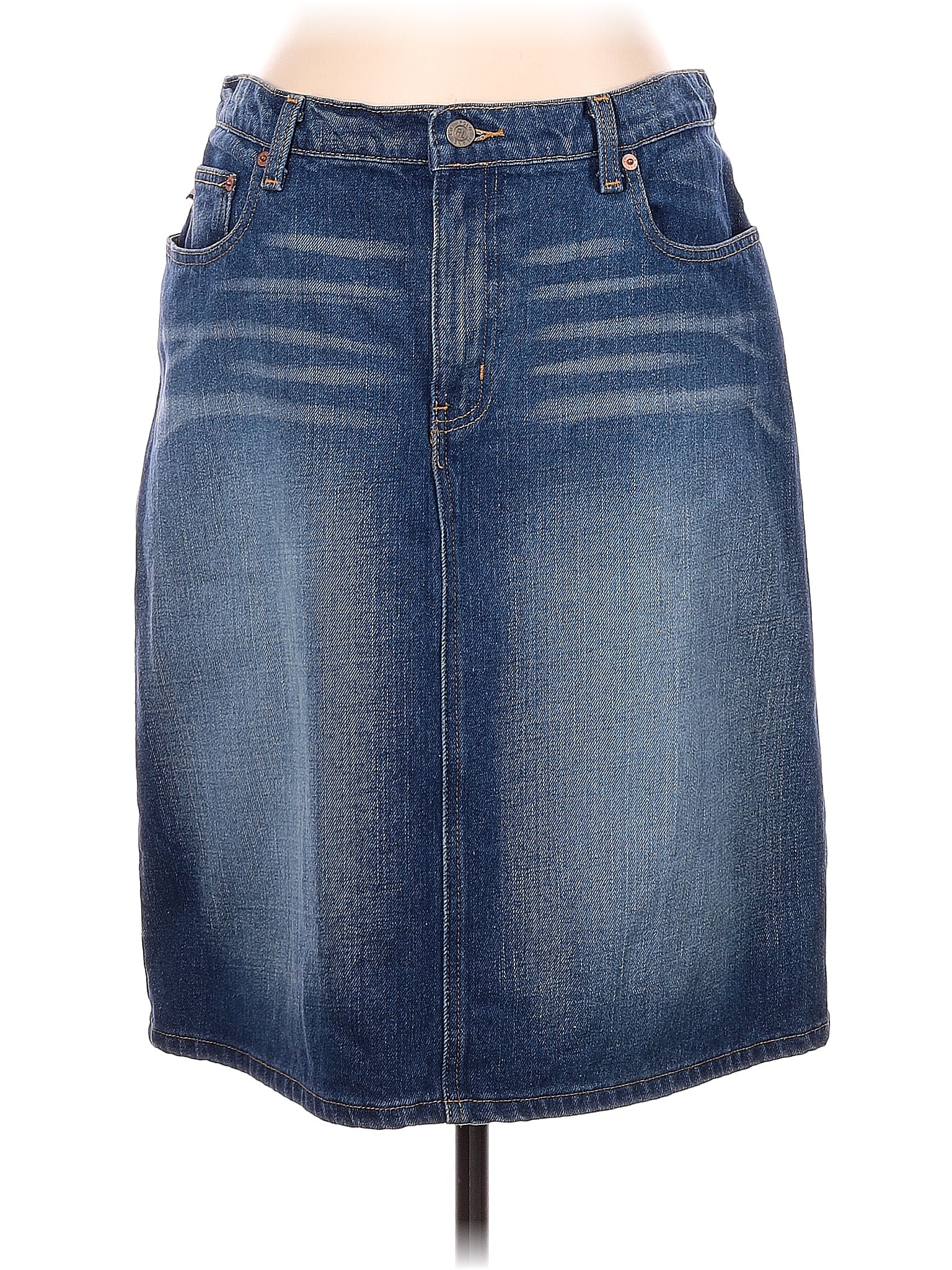 Polo Jeans Co. by Ralph Lauren 100% Cotton Solid Blue Denim Skirt Size ...