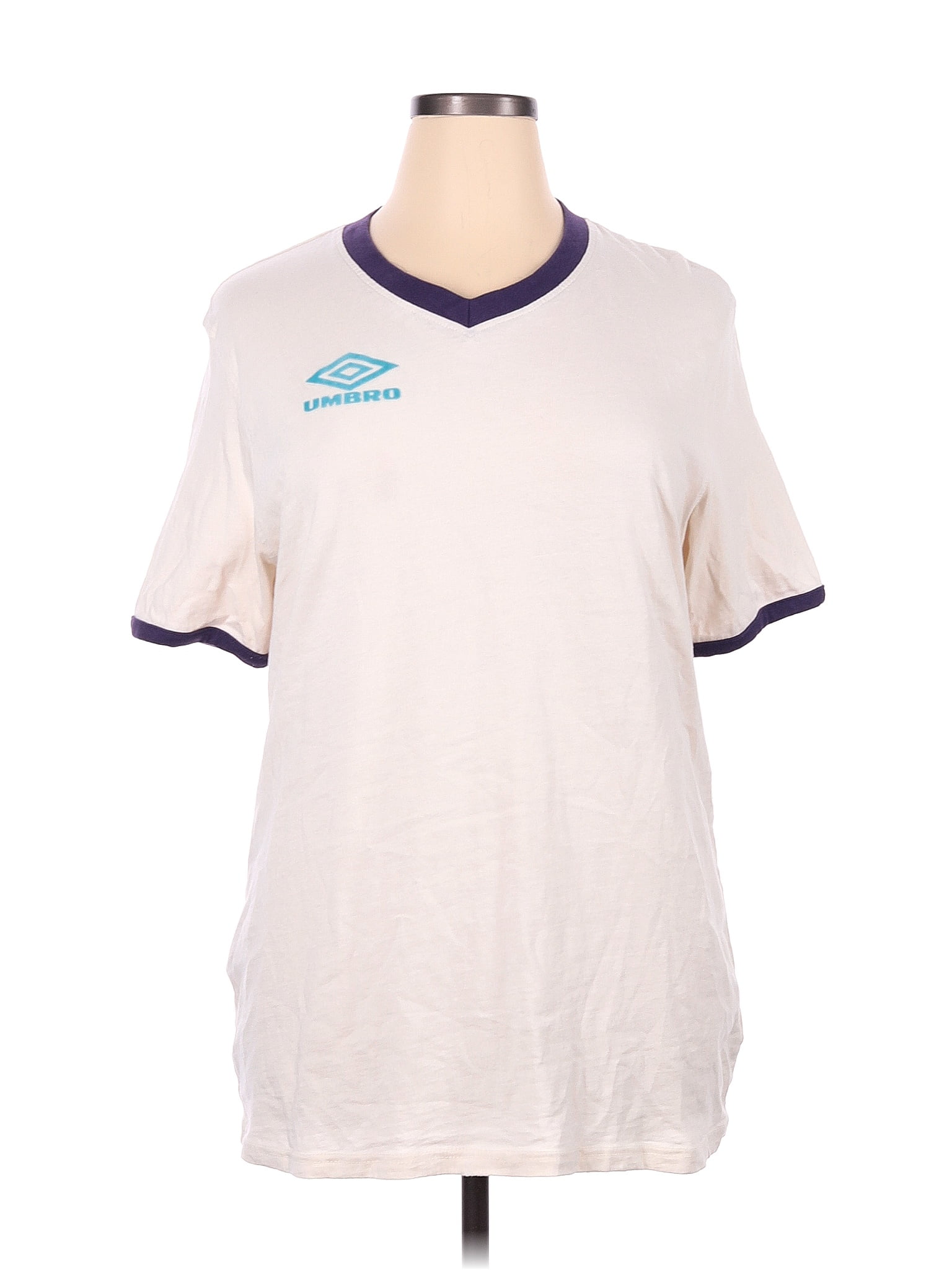 Umbro 100 Cotton Color Block Solid Ivory Short Sleeve T Shirt