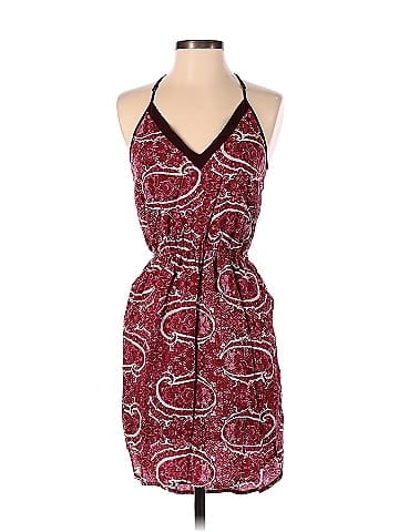 Lucky Brand 100% Viscose Color Block Burgundy Casual Dress Size XS