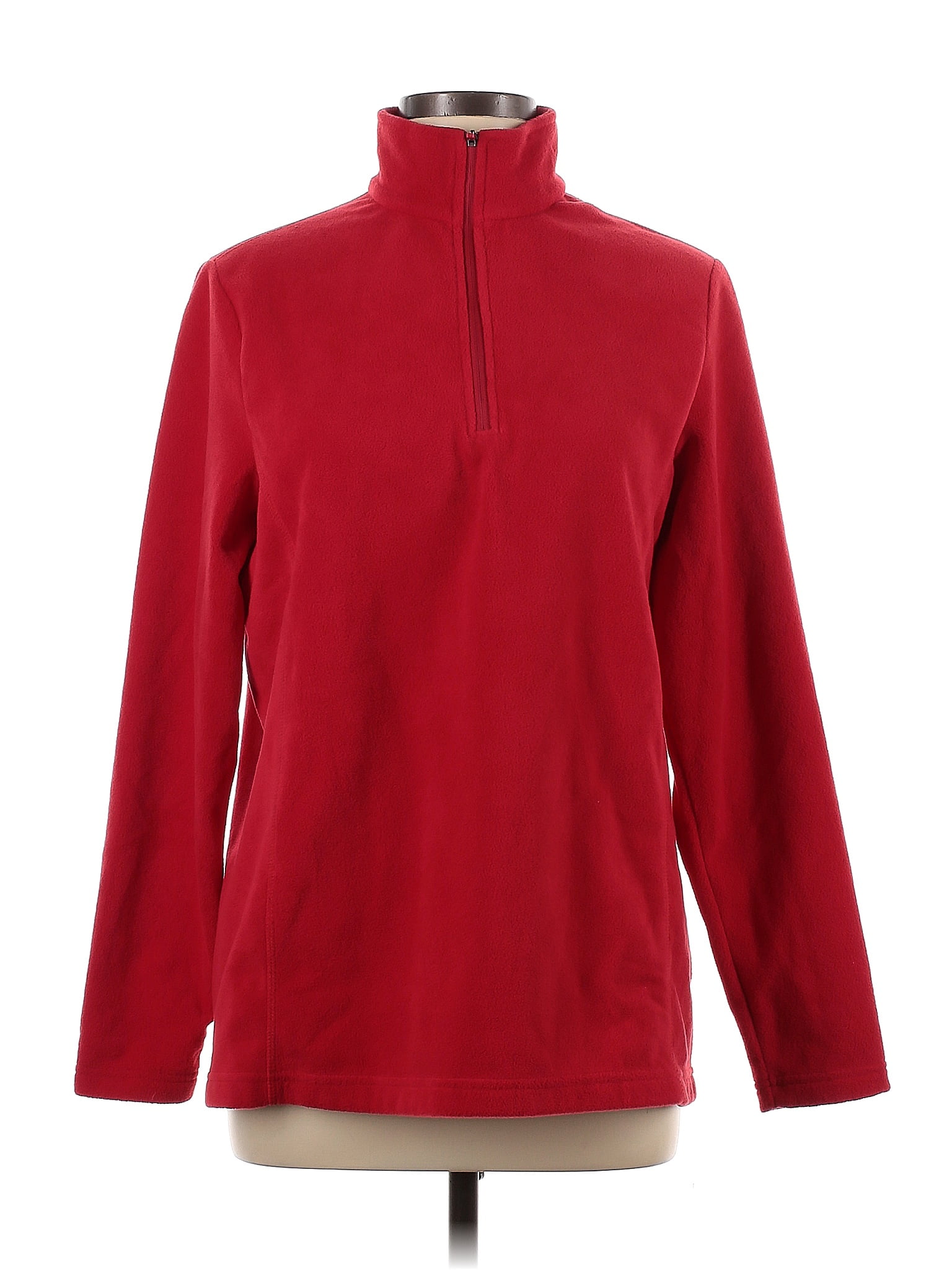 Lands' End 100% Polyester Solid Red Fleece Size L - 77% off | ThredUp