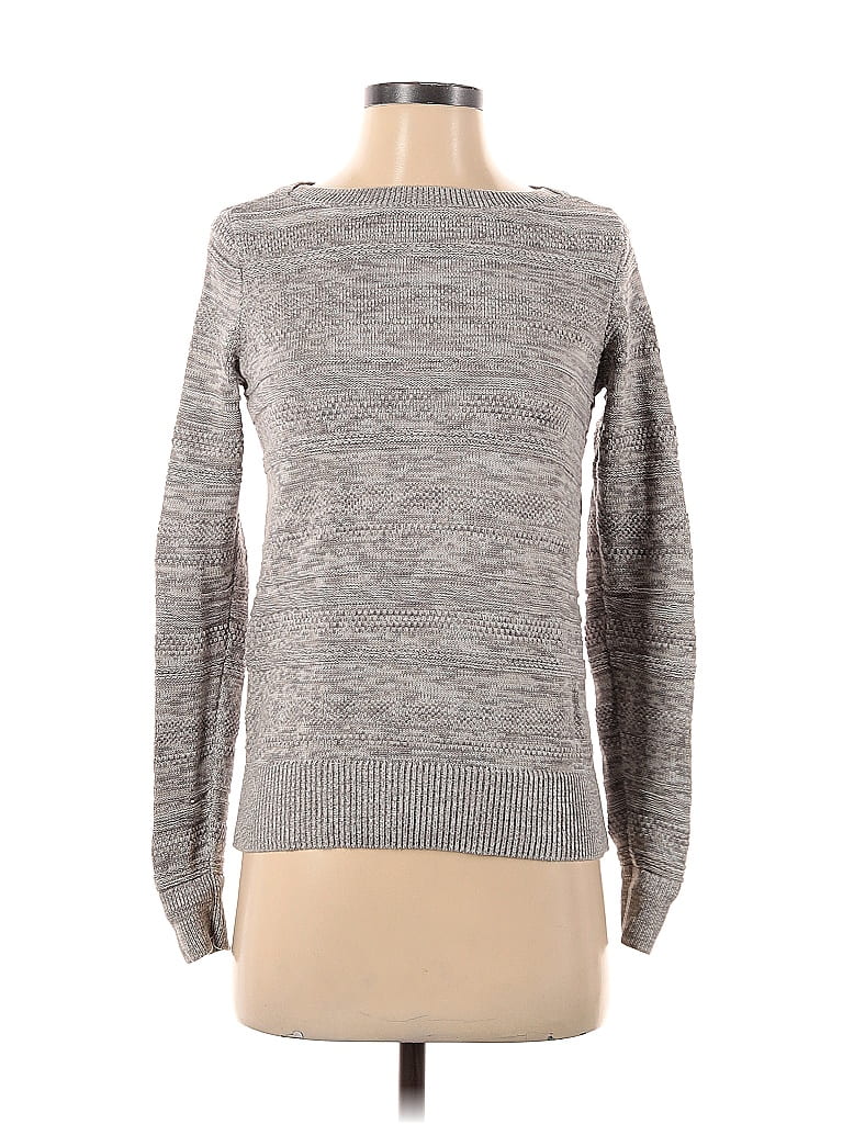 Ann Taylor LOFT 100% Cotton Color Block Marled Gray Pullover Sweater ...